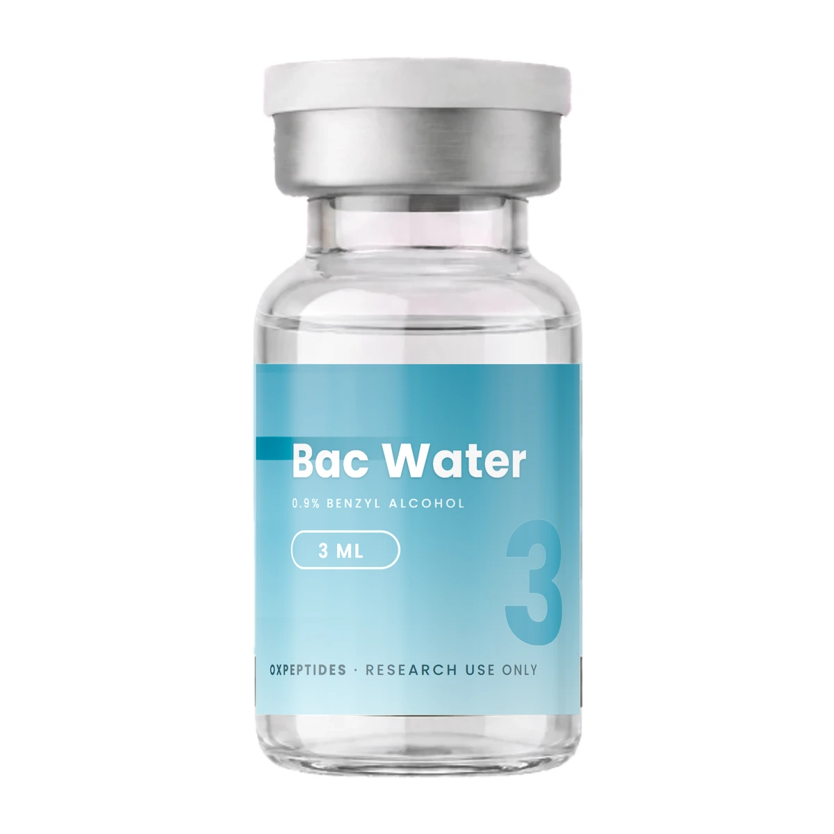 Eau bactériostatique · Flacon Eau bactériostatique — lyophilisé, étiquette OXpeptides