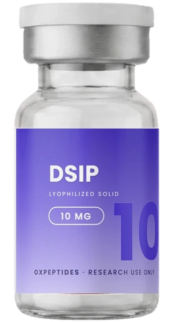 DSIP 10 mg — flacon lyophilisé scellé, étiquette DSIP