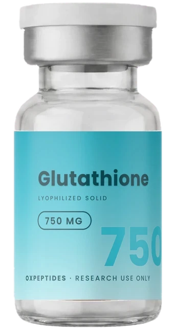 Glutathione 750 mg — flacon lyophilisé scellé, étiquette Glutathione
