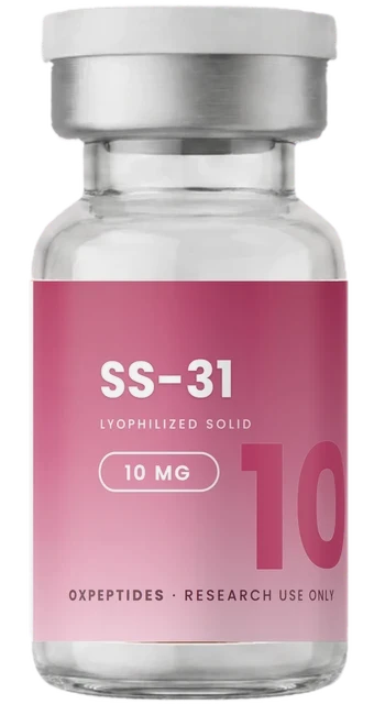 SS-31 10 mg — flacon lyophilisé scellé, étiquette SS-31